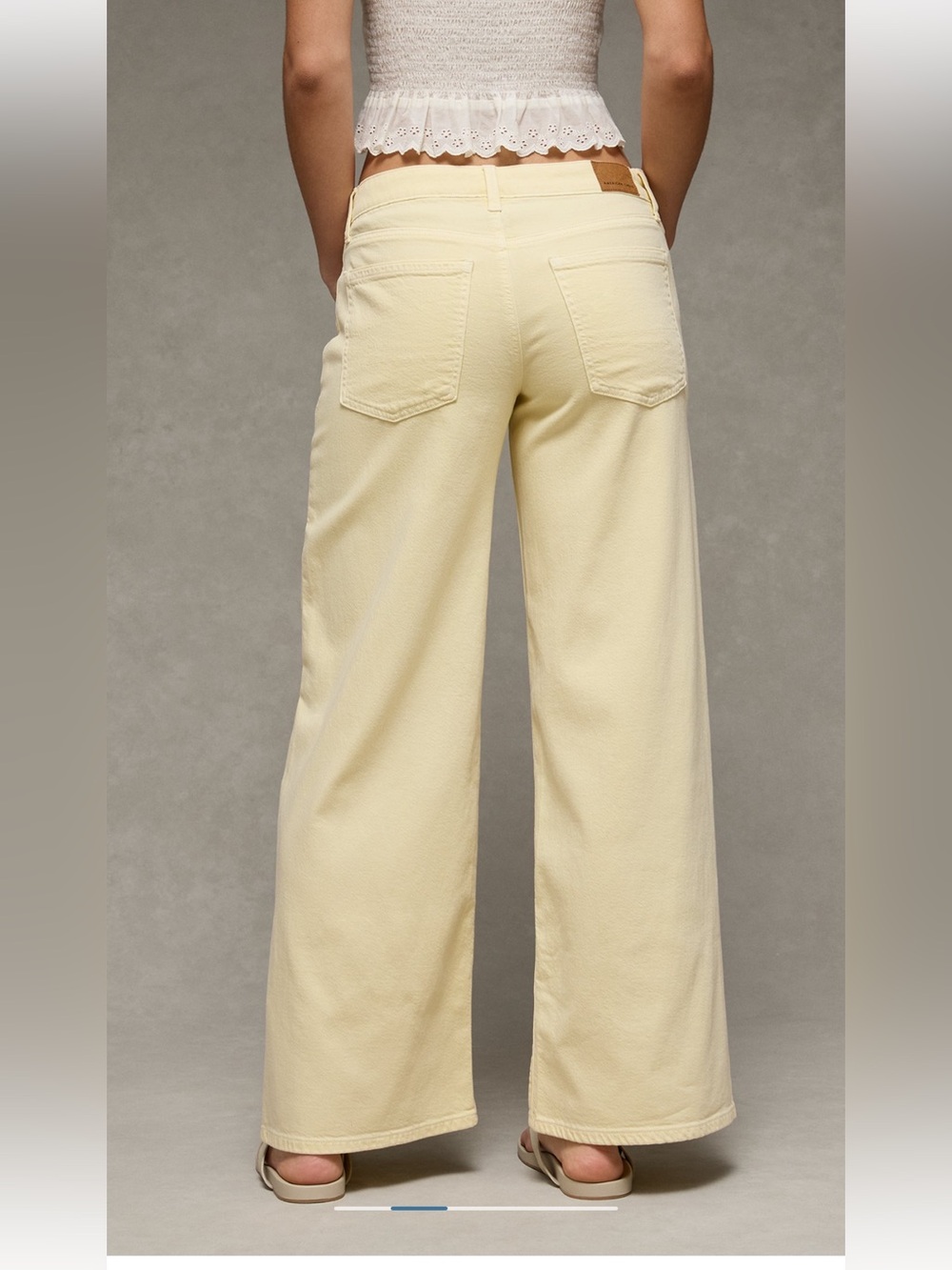 AE Dreamy Drape Stretch Low-Rise Ultra Wide Leg Pant - Yellow NWT - Picture 11 of 11